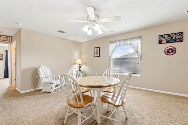 724 Duff Dr, Winter Garden, FL 34787 - dining space featuring carpet floors, ceiling fan, and baseboards