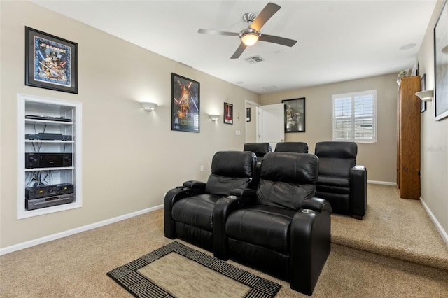 724 Duff Dr, Winter Garden, FL 34787 - carpeted home theater room featuring ceiling fan and baseboards