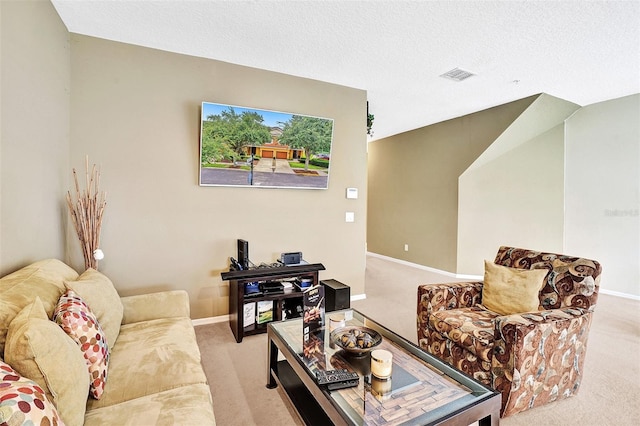 living room with carpet and baseboards