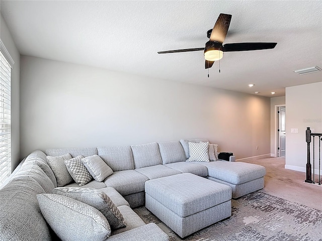 2943 Slough Creek Dr, Kissimmee, FL 34744 - carpeted living room with ceiling fan, baseboards, and recessed lighting