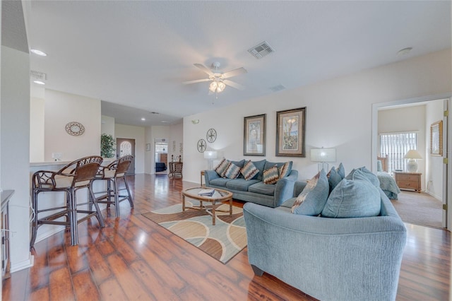 446 Summer Place Loop, Clermont, FL 34714 - living room featuring healthy amount of natural light, a ceiling fan, and wood finished floors