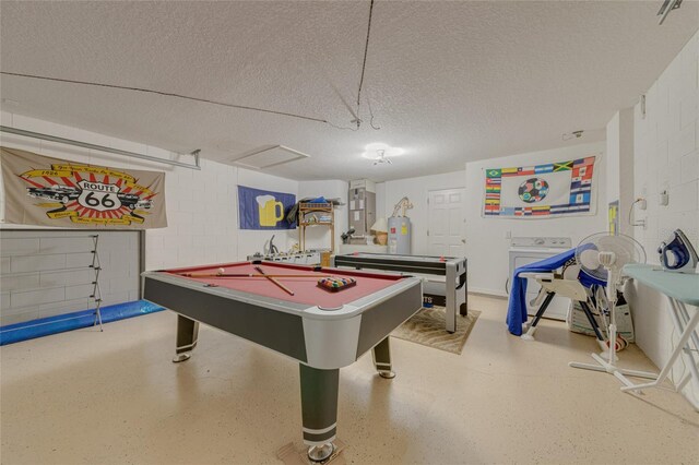 446 Summer Place Loop, Clermont, FL 34714 - rec room featuring washer / clothes dryer, concrete block wall, a textured ceiling, and billiards table