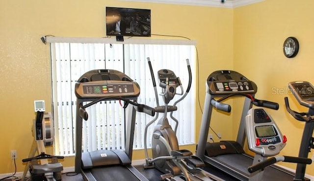 446 Summer Place Loop, Clermont, FL 34714 - exercise room with baseboards and ornamental molding