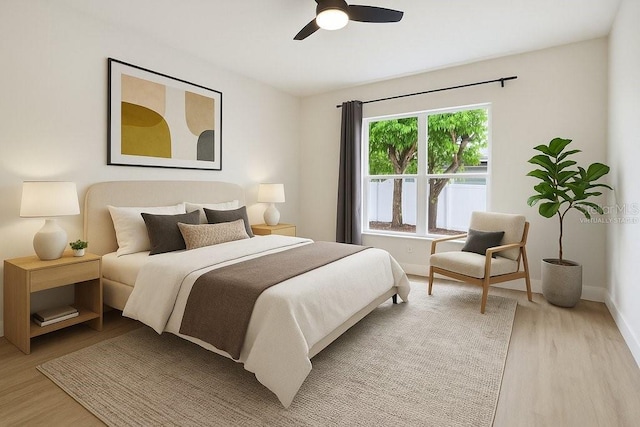 7551 Bear Claw Run, Orlando, FL 32825 - bedroom featuring light wood-style flooring, baseboards, and a ceiling fan