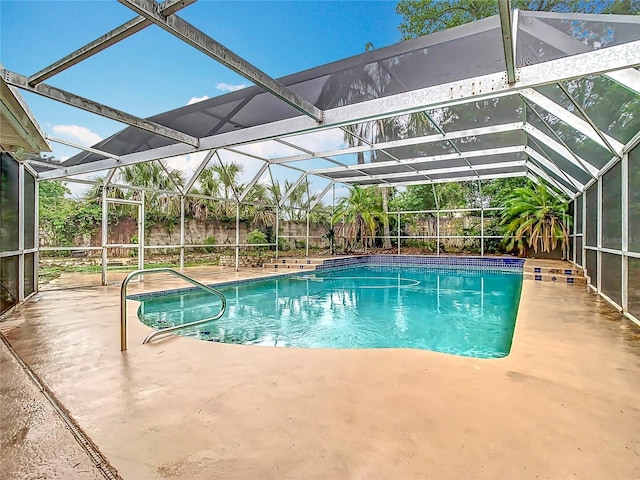 148 Tarrytown Trl, Longwood, FL 32750 - outdoor pool featuring a patio, glass enclosure, and a fenced backyard