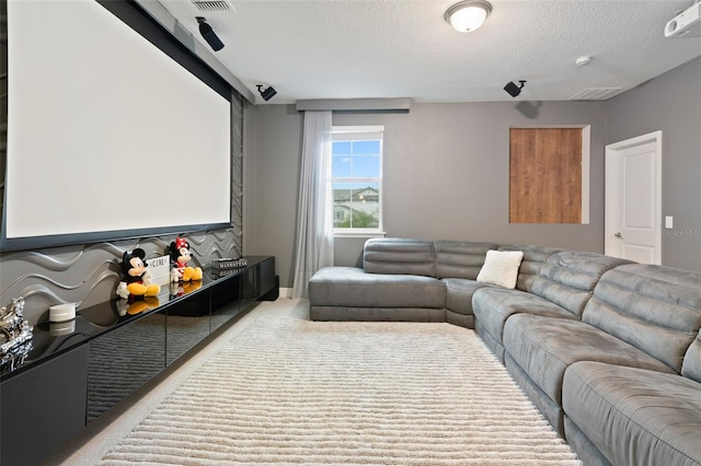 9845 Emerald Berry Dr, Winter Garden, FL 34787 - home theater room featuring a textured ceiling and light colored carpet