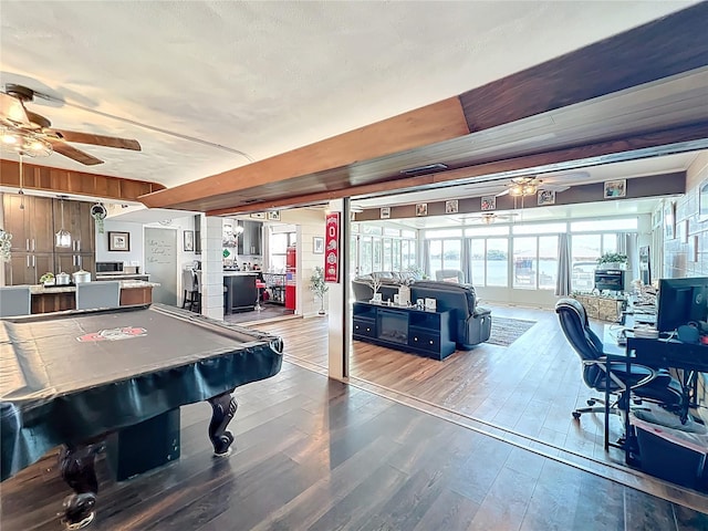 3788 N Econlockhatchee Trl, Orlando, FL 32817 - playroom featuring a ceiling fan, wood finished floors, and billiards