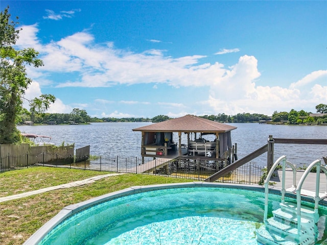 3788 N Econlockhatchee Trl, Orlando, FL 32817 - view of pool with a water view, boat lift, and a dock