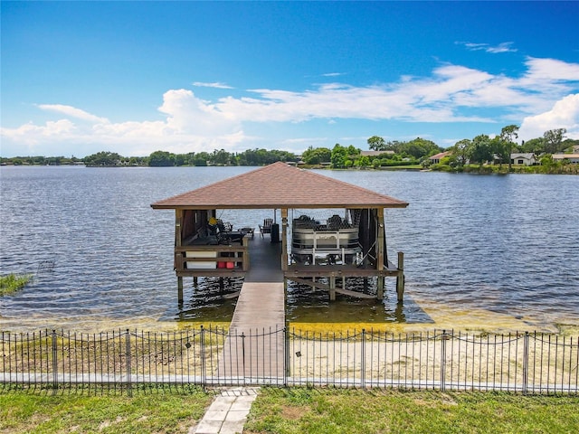 3788 N Econlockhatchee Trl, Orlando, FL 32817 - dock with boat lift, fence, and a water view