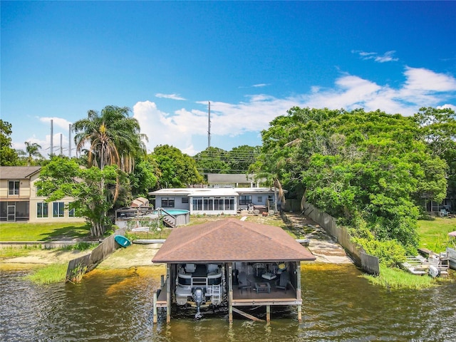 3788 N Econlockhatchee Trl, Orlando, FL 32817 - dock featuring boat lift and a water view