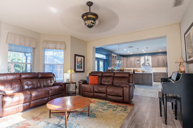 living room with light wood-style flooring