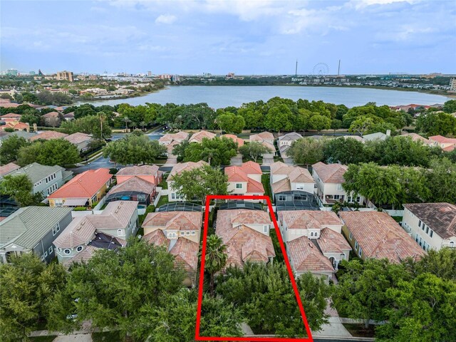 8333 Via Verona, Orlando, FL 32836 - aerial view of residential area featuring a nearby body of water and property boundaries highlighted