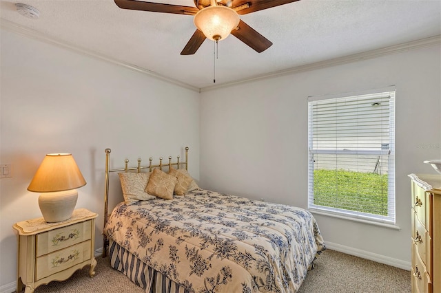 638 Sun Bluff Ln, Apopka, FL 32712 - carpeted bedroom with crown molding, baseboards, and a ceiling fan