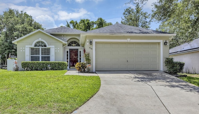 638 Sun Bluff Ln, Apopka, FL 32712 - single story home with concrete driveway, an attached garage, a front yard, stucco siding, and roof with shingles