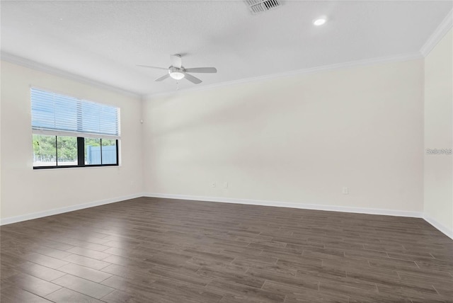 11258 Whistling Pine Way, Orlando, FL 32832 - unfurnished room with ornamental molding, a ceiling fan, dark wood-style floors, and baseboards