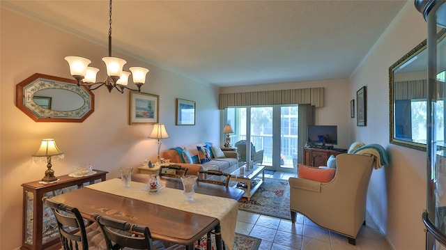 717 S Beach St Unit 205C, Daytona Beach, FL 32114 - dining room featuring a chandelier and ornamental molding