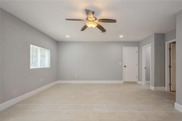 4651 Helena St NE, Saint Petersburg, FL 33703 - empty room featuring ceiling fan, baseboards, and recessed lighting