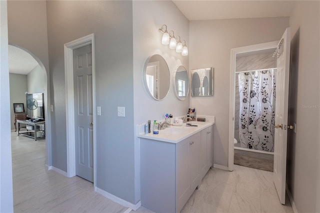 3216 White Blossom Ln, Clermont, FL 34711 - bathroom with vanity and a shower with shower curtain