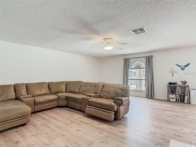 2384 Andrews Valley Dr, Kissimmee, FL 34758 - living area with a ceiling fan, a textured ceiling, and light wood finished floors