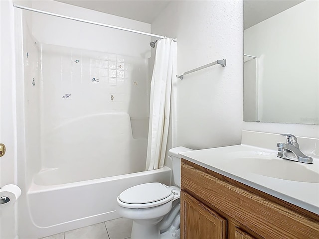 2384 Andrews Valley Dr, Kissimmee, FL 34758 - full bathroom featuring tile patterned flooring, toilet, shower / bath combination with curtain, and vanity