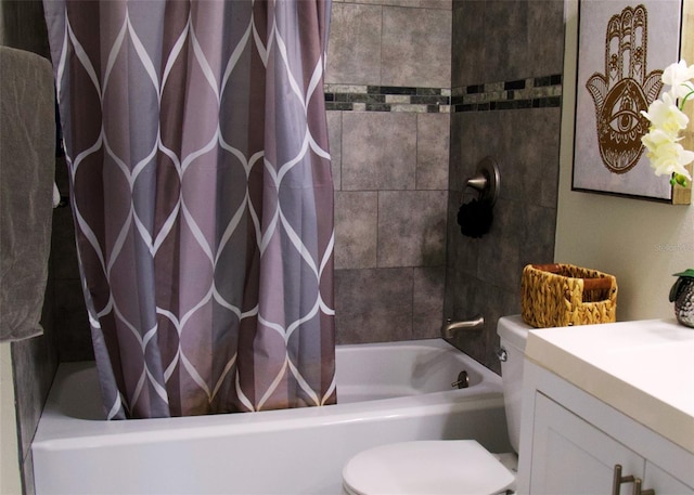 548 Glen Haven Dr, Deltona, FL 32738 - bathroom with toilet, shower / bathtub combination with curtain, and vanity