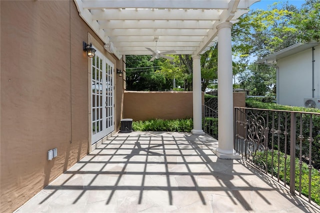 1010 Terrace Blvd, Orlando, FL 32803 - view of patio / terrace featuring french doors, ceiling fan, and a pergola