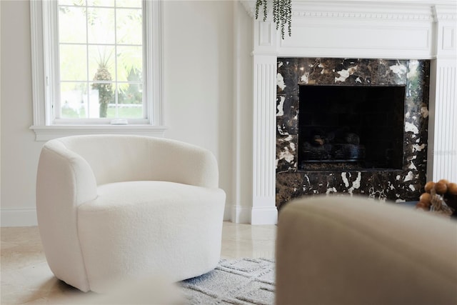 1010 Terrace Blvd, Orlando, FL 32803 - living area with baseboards and a high end fireplace