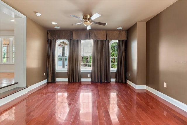 1010 Terrace Blvd, Orlando, FL 32803 - spare room featuring ceiling fan, wood finished floors, baseboards, recessed lighting, and a smoke detector