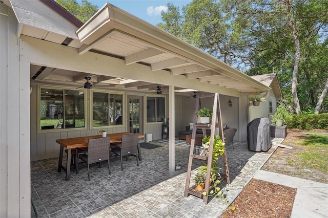 921 Torchwood Dr, Deland, FL 32724 - view of patio featuring a ceiling fan and outdoor dining space