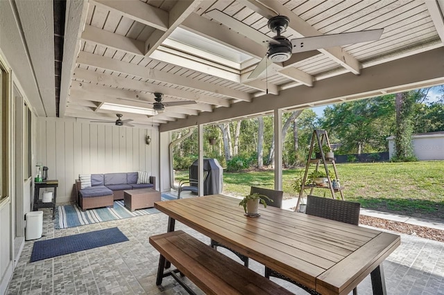 921 Torchwood Dr, Deland, FL 32724 - view of patio with ceiling fan, an outdoor living space, and outdoor dining area