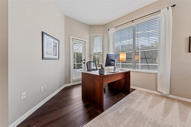 10030 Chatham Oaks Ct, Orlando, FL 32836 - office space with baseboards and dark wood-type flooring