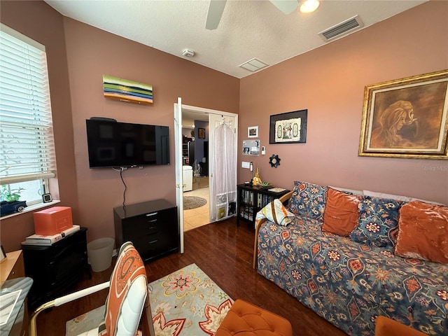 10075 SW 91st Pl, Ocala, FL 34481 - living room with wood finished floors and a ceiling fan