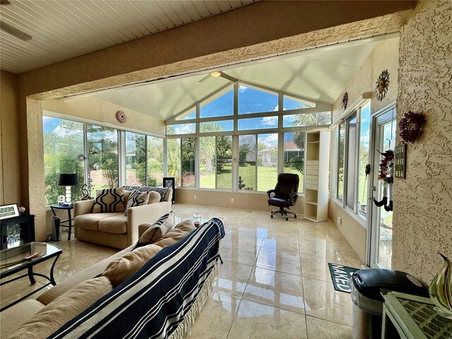 10075 SW 91st Pl, Ocala, FL 34481 - sunroom / solarium with plenty of natural light, french doors, and stone tile flooring