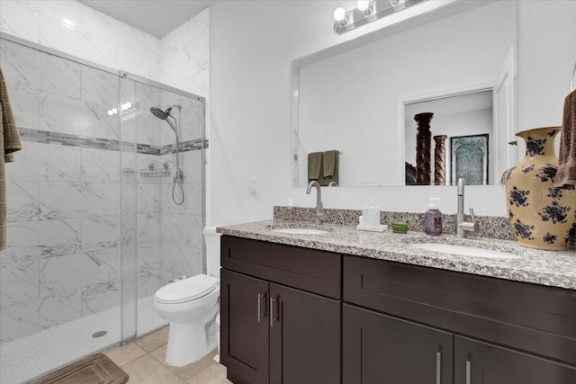 606 Marion Oaks Blvd, Ocala, FL 34473 - full bath with double vanity, a marble finish shower, and toilet