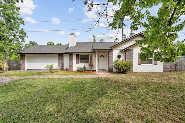 2040 E Triangle Dr, Longwood, FL 32779 - single story home featuring a garage, brick siding, a chimney, and driveway