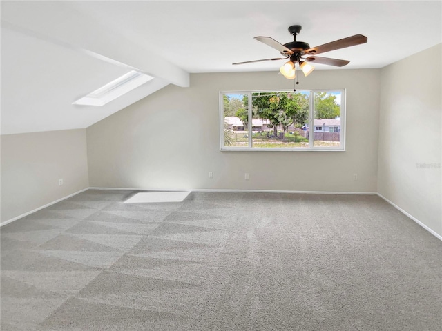 721 Rock Creek Loop, Longwood, FL 32750 - bonus room featuring a skylight, ceiling fan, carpet, and baseboards