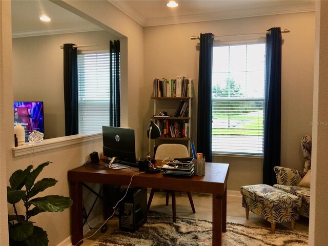 15708 Orange Harvest Loop, Winter Garden, FL 34787 - office with baseboards, ornamental molding, and healthy amount of natural light