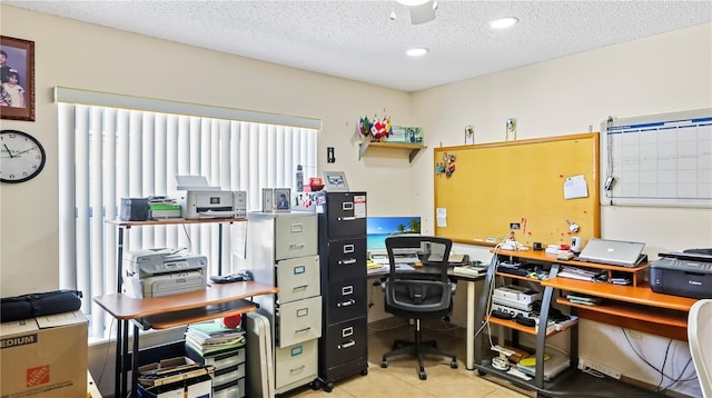 11257 Dacre Ln, Orlando, FL 32824 - office with healthy amount of natural light, tile patterned floors, a textured ceiling, and recessed lighting