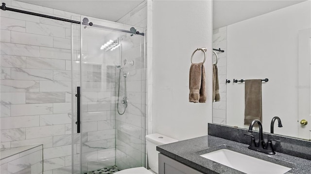 11257 Dacre Ln, Orlando, FL 32824 - bathroom with a shower stall, vanity, and toilet