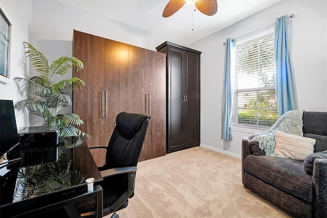 634 Via Corso Ct, Kissimmee, FL 34759 - office featuring light colored carpet, a ceiling fan, and plenty of natural light