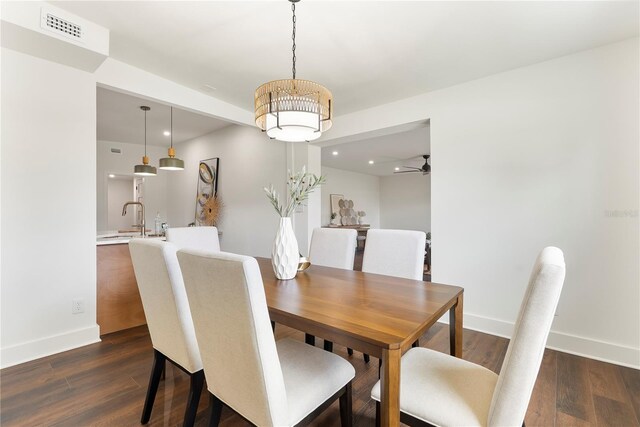 1401 Canberra Ave, Orlando, FL 32806 - dining space featuring dark wood-style flooring, recessed lighting, baseboards, and a ceiling fan