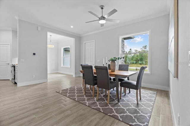 19073 Sabal St, Orlando, FL 32833 - dining space featuring healthy amount of natural light, ceiling fan, ornamental molding, baseboards, and recessed lighting