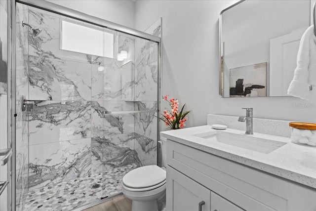 19073 Sabal St, Orlando, FL 32833 - full bathroom featuring toilet, a marble finish shower, and vanity