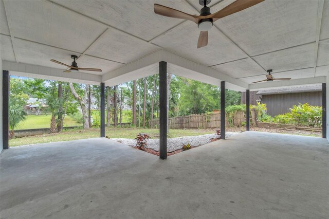 view of patio with a ceiling fan