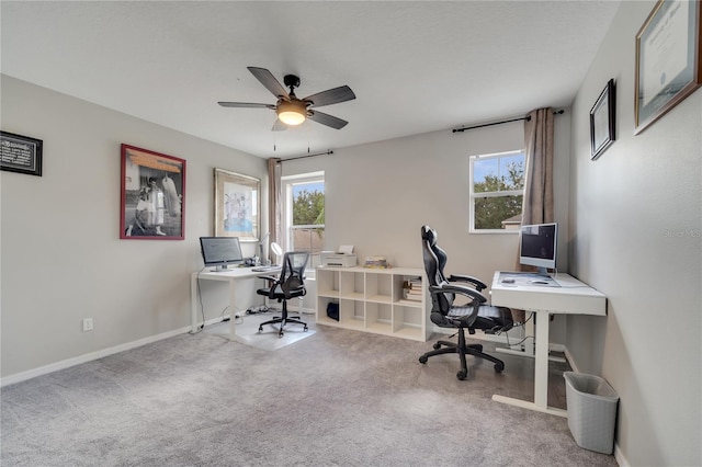 325 Aldridge Ln, Davenport, FL 33897 - office area with ceiling fan, baseboards, and carpet flooring