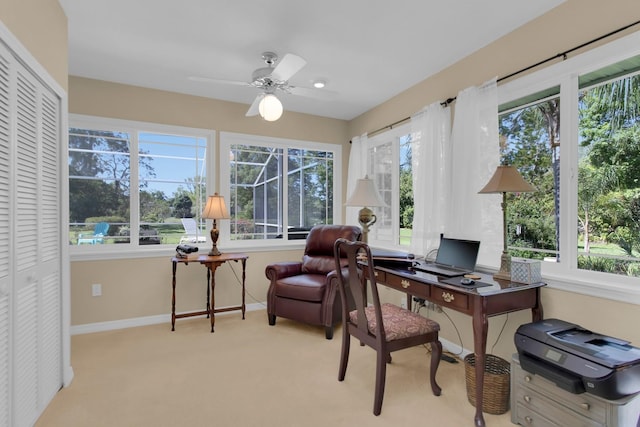 303 S Sweetwater Blvd, Longwood, FL 32779 - office featuring light colored carpet, baseboards, and a ceiling fan