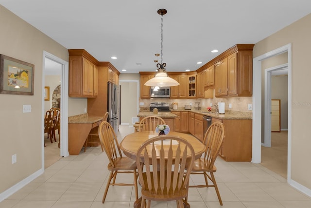 303 S Sweetwater Blvd, Longwood, FL 32779 - dining space featuring baseboards, recessed lighting, and light tile patterned floors