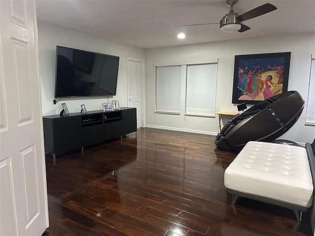 10148 Malpas Pt, Orlando, FL 32832 - sitting room with ceiling fan, wood finished floors, and recessed lighting