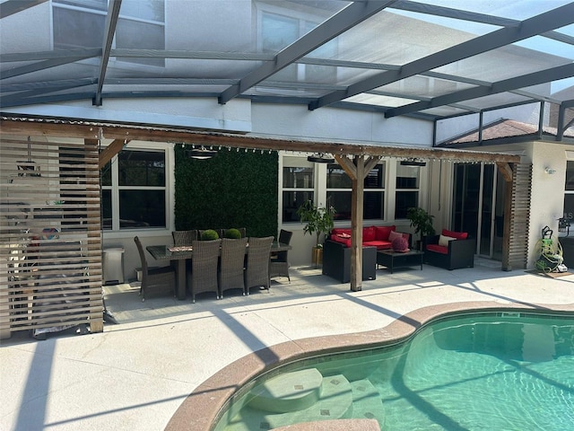 10148 Malpas Pt, Orlando, FL 32832 - swimming pool with an outdoor hangout area, a patio area, and outdoor dining area
