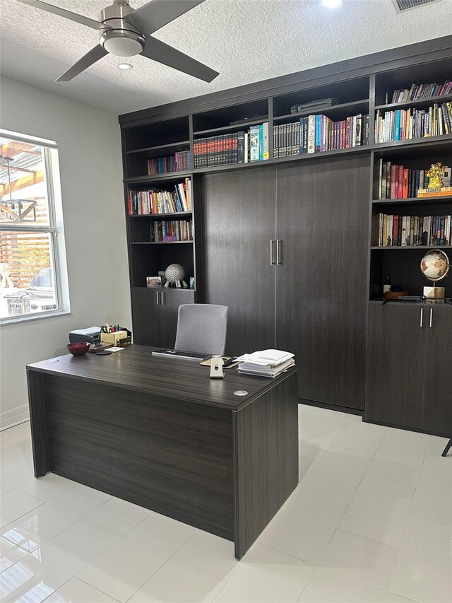 10148 Malpas Pt, Orlando, FL 32832 - home office with a ceiling fan and a textured ceiling